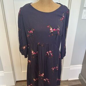 Boden Blue Sundress with Bishop Sleeves and Crew Neck
